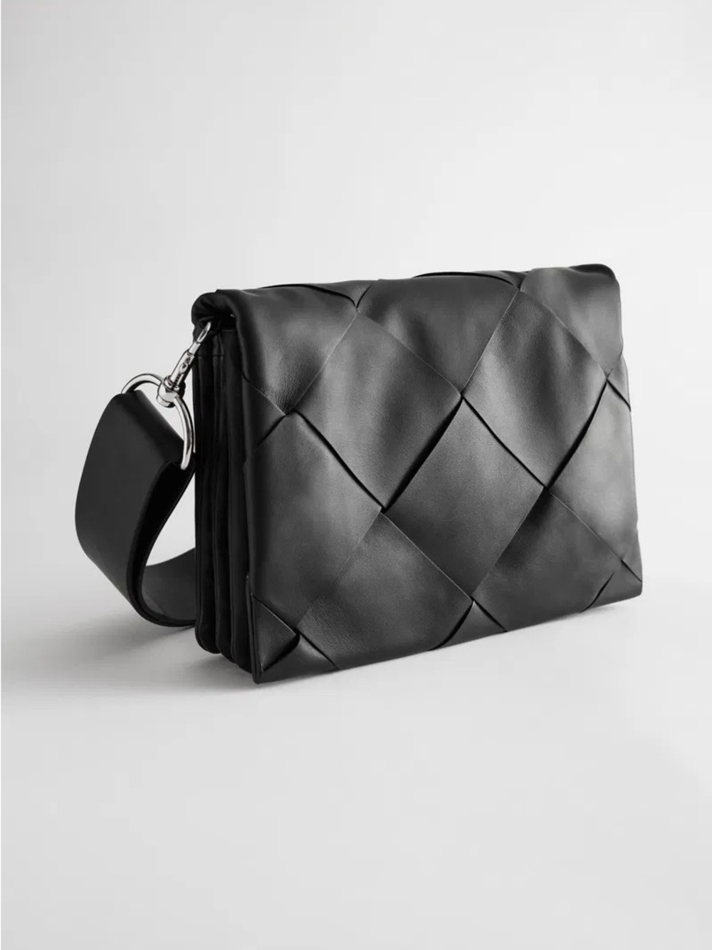 And Other Stories 100% Leather Diamond Braided Crossbody Bag